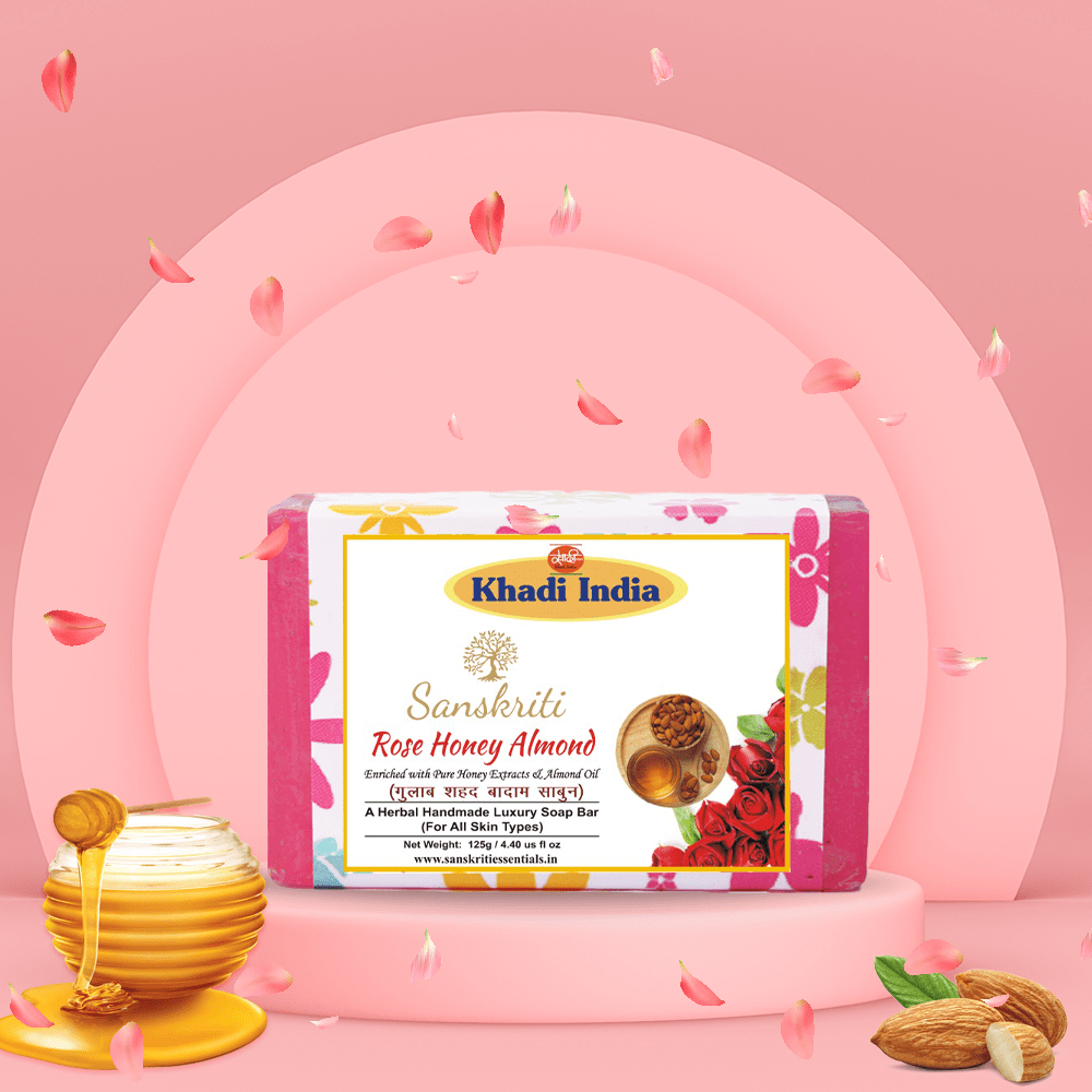 Khadi Pack Of 3 Rose Honey Almond Herbal Soaps